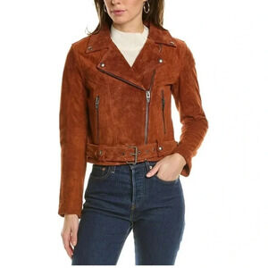 Blank NYC REAL Suede Leather Moto Jacket in beautiful rust El Dorado color
